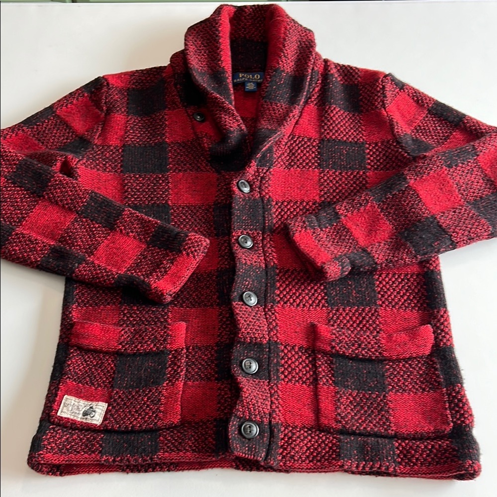 Polo by Ralph Lauren - 14-16, Buffalo check cardigan‎ sweater